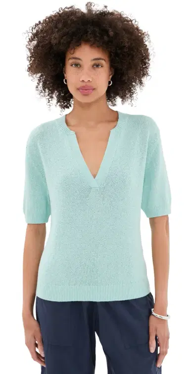 Varley Palmer Knit Top Chalk Blue | Thumbnail 1 Varley Palmer Knit Top Chalk Blue | Thumbnail 1