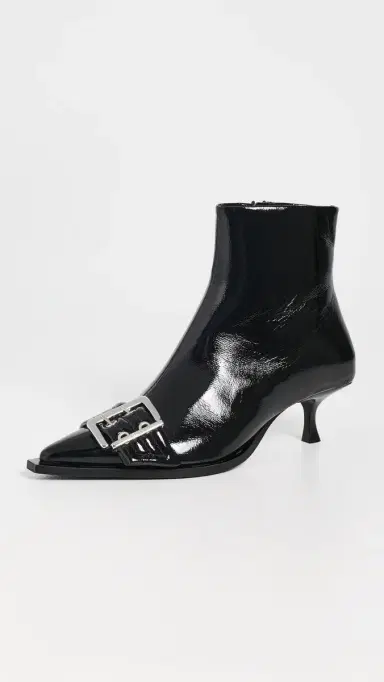 Ganni Naplack Buckle Low Boots Black | Thumbnail 2