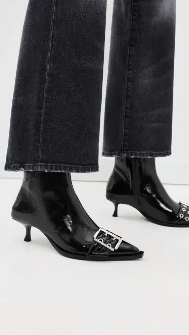 Ganni Naplack Buckle Low Boots Black | Thumbnail 3