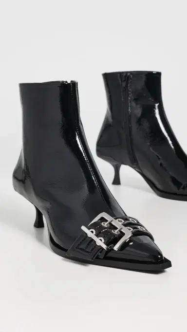 Ganni Naplack Buckle Low Boots Black | Thumbnail 5