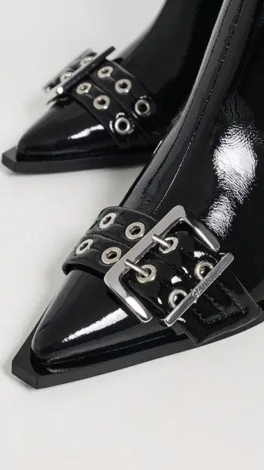 Ganni Naplack Buckle Low Boots Black | Thumbnail 6