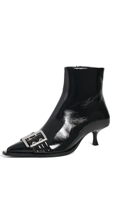 Ganni Naplack Buckle Low Boots Black | Thumbnail 1