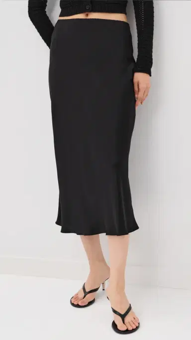 Sablyn Miranda B Scallop Trim Bias Cut Pull On Skirt Black M | Thumbnail 2