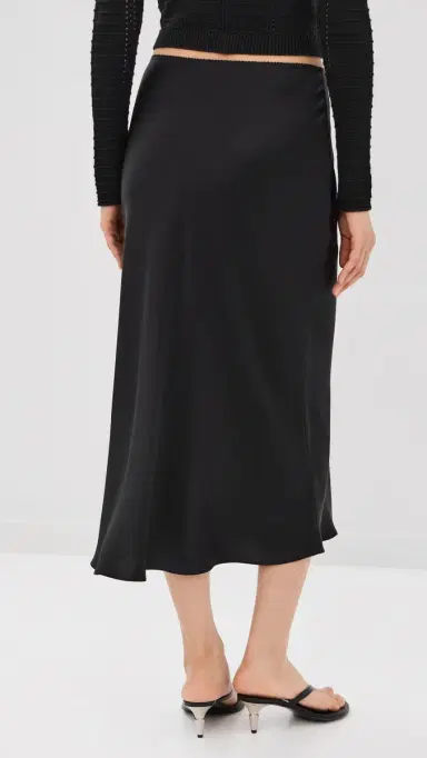 Sablyn Miranda B Scallop Trim Bias Cut Pull On Skirt Black M | Thumbnail 3