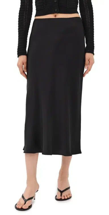 Sablyn Miranda B Scallop Trim Bias Cut Pull On Skirt Black M | Thumbnail 1