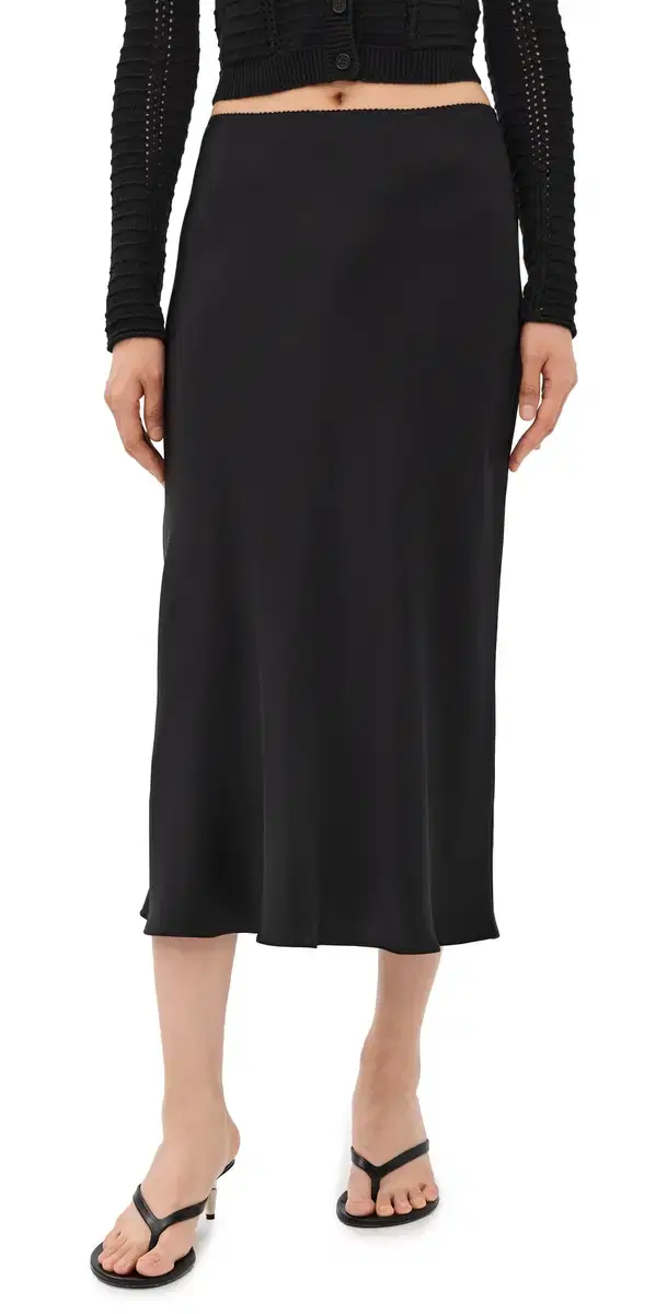 Miranda B callop Trim Bias Cut Pull On kirt Black