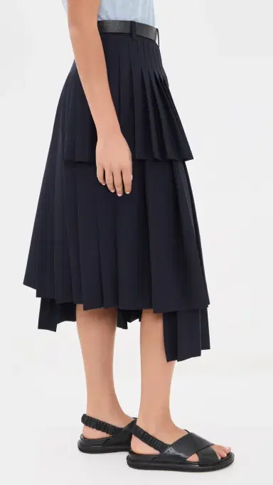 Sea Angelina Suiting Pleated Midi Skirt Navy | Thumbnail 5