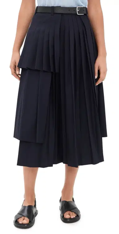 Sea Angelina Suiting Pleated Midi Skirt Navy | Thumbnail 1