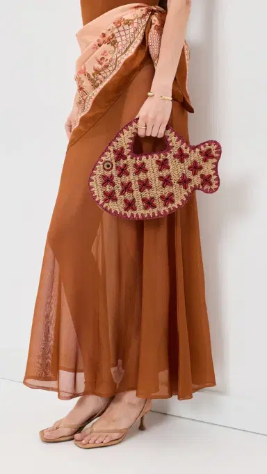 SIMONMILLER Puka Fish Bag Natural/Burgundy One Size | Thumbnail 3 SIMONMILLER Puka Fish Bag Natural/Burgundy One Size | Thumbnail 3