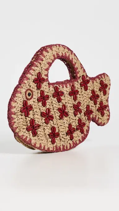 SIMONMILLER Puka Fish Bag Natural/Burgundy One Size | Thumbnail 4 SIMONMILLER Puka Fish Bag Natural/Burgundy One Size | Thumbnail 4