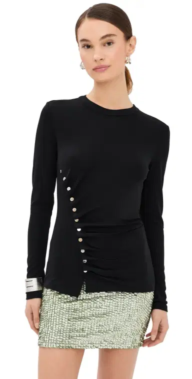 Rabanne Gathered Blouse Black | Thumbnail 1 Rabanne Gathered Blouse Black | Thumbnail 1