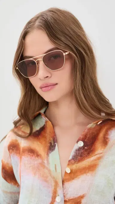 Luv Lou The Chloe Sunglasses Light Gold One Size | Thumbnail 3