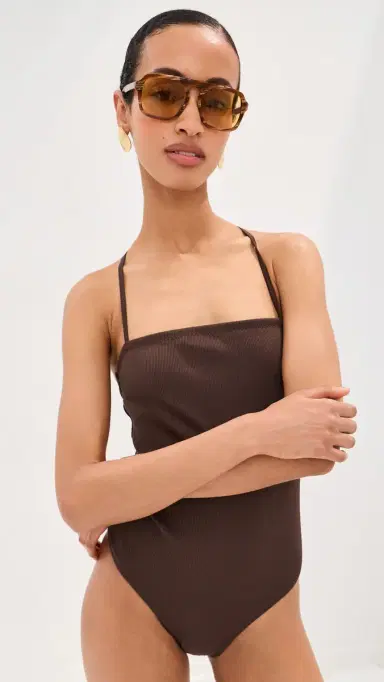 LE BOP Square Neck One Piece haved Chocolate | Thumbnail 2