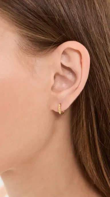Shashi Petite Rope Huggie Hoop Earrings Gold One Size | Thumbnail 3