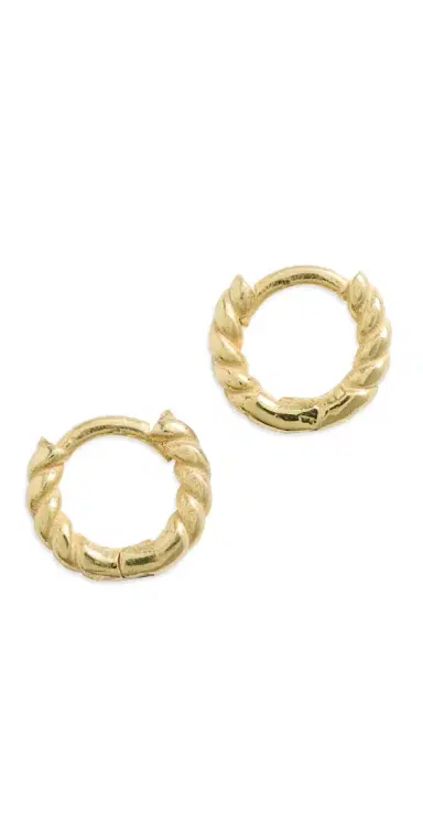 Shashi Petite Rope Huggie Hoop Earrings Gold One Size | Thumbnail 1