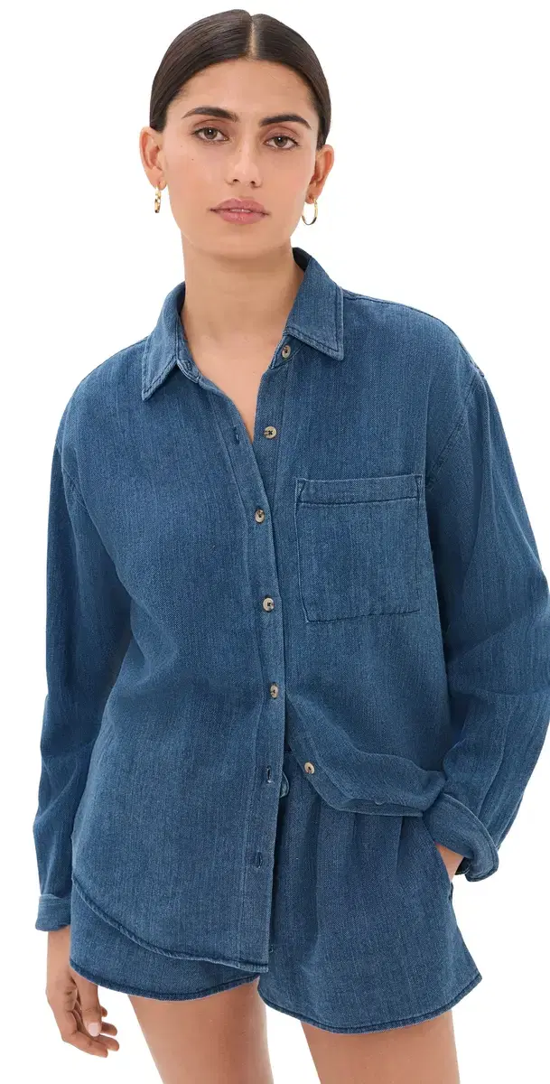 Perfect Twill Button Down Shirt Twilight Blue