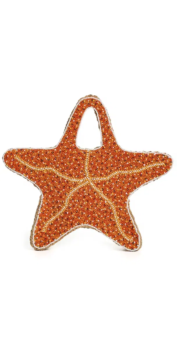 Beaded Starfish Bag Orange/Natural One Size