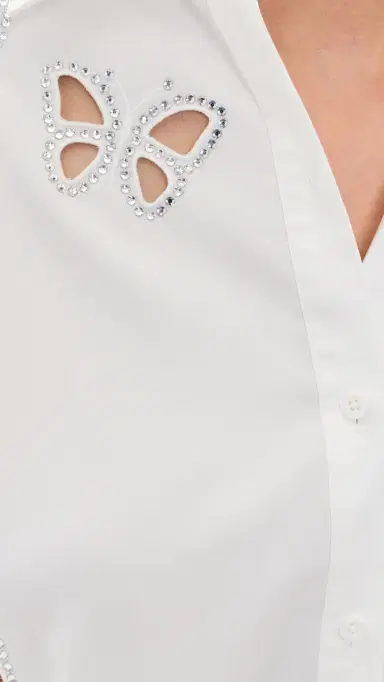 Alice + Olivia Finely Embellished Cutout Button Down Shirt | Thumbnail 6 Alice + Olivia Finely Embellished Cutout Button Down Shirt | Thumbnail 6