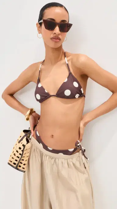 LE BOP Triangle Bikini Top Chocolate Polka Dot | Thumbnail 2