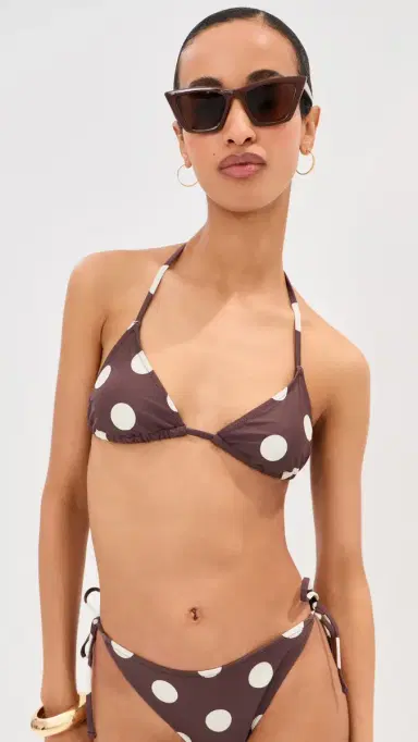 LE BOP Triangle Bikini Top Chocolate Polka Dot | Thumbnail 3