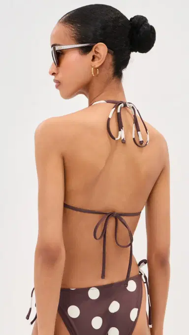 LE BOP Triangle Bikini Top Chocolate Polka Dot | Thumbnail 4