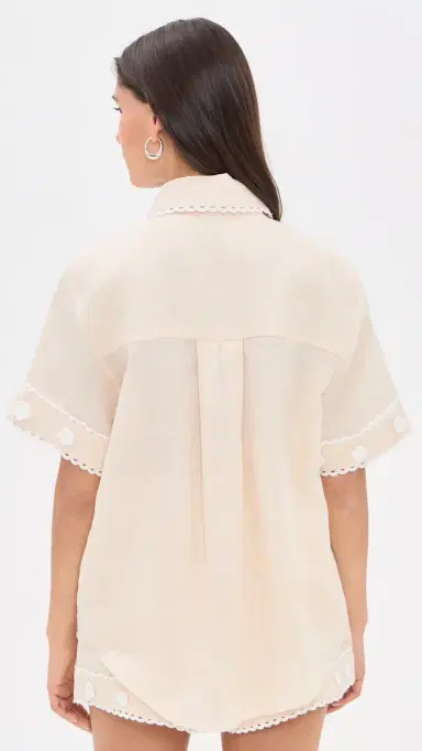 English Factory Floral Linen Button Down Shirt ight Beige | Thumbnail 3