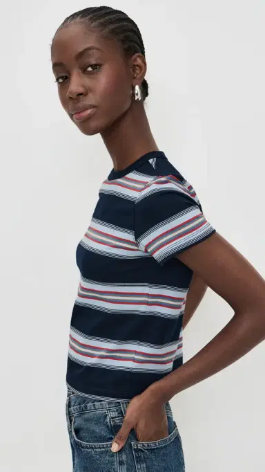 DAZE Zuma Short Sleeve Crew Neck Tee Shadow Stripe | Thumbnail 4