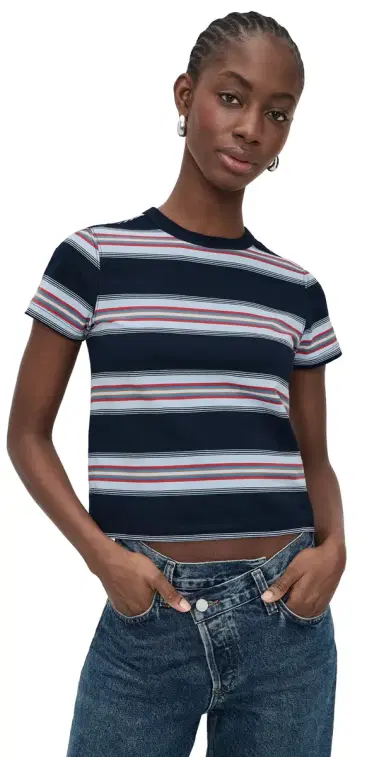 DAZE Zuma Short Sleeve Crew Neck Tee Shadow Stripe | Thumbnail 1