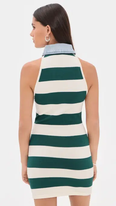 SEROYA Jones Dress Ivy Green Stripe | Thumbnail 3
