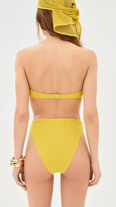 LE BOP Elise High Waisted Bikini Bottoms Warm Olive S | Thumbnail 3