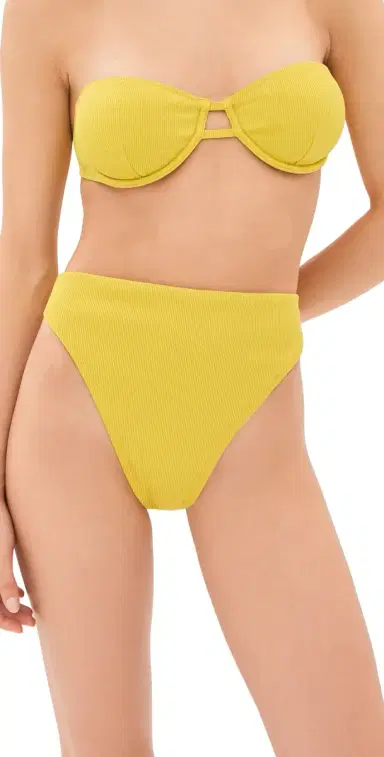 LE BOP Elise High Waisted Bikini Bottoms Warm Olive S | Thumbnail 1
