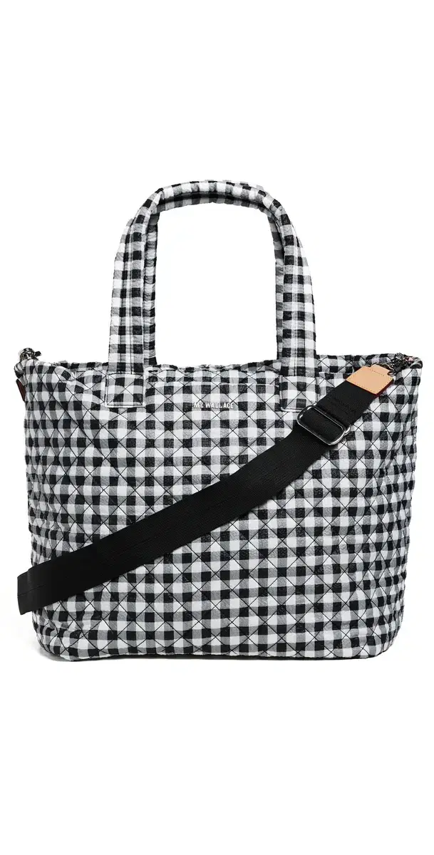 MZ Wallace Large Metro Tote Deluxe Black/White Gingham One Size