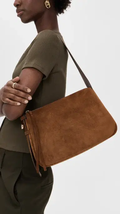 Tory Burch Romy Suede Shoulder Bag Caramel One Size | Thumbnail 3 Tory Burch Romy Suede Shoulder Bag Caramel One Size | Thumbnail 3