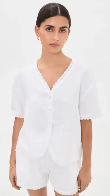 Little Lies Hannah inen Blouse White | Thumbnail 2