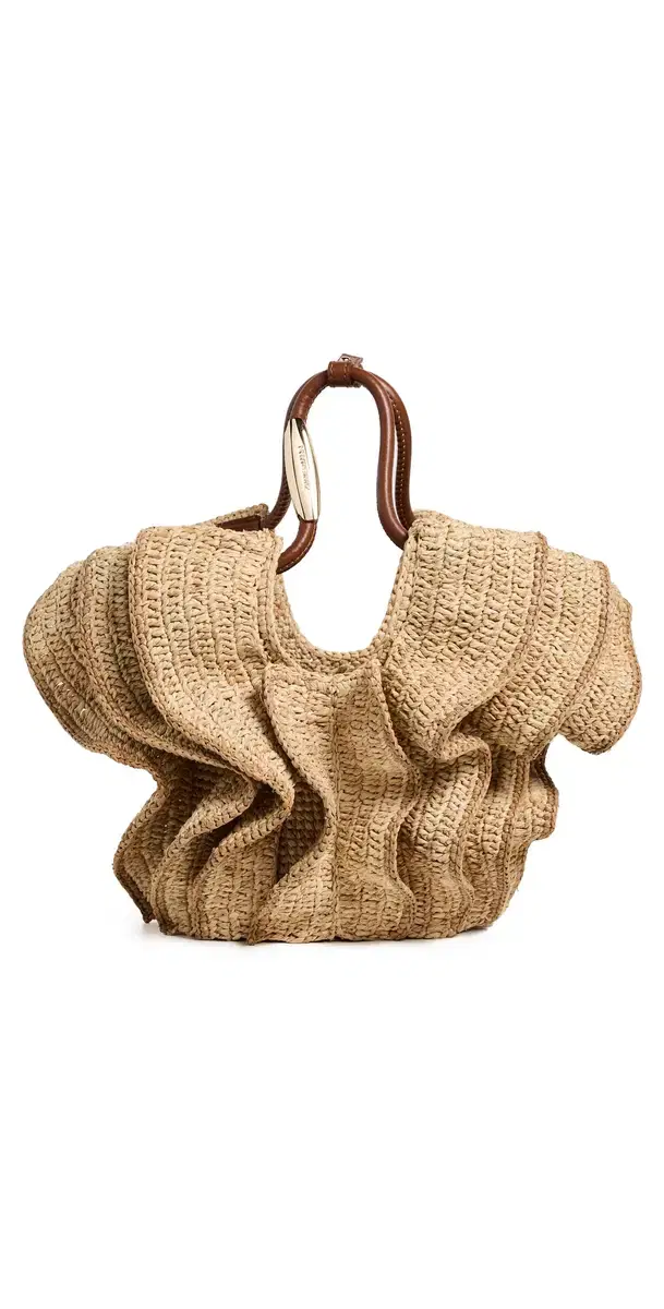 Zimmermann Goldentime Small Ruffle Tote Natural One Size