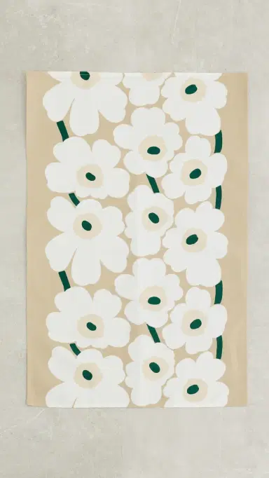 Marimekko Unikko Kitchen Towel Sand/White/Hay/Emerald | Thumbnail 2 Marimekko Unikko Kitchen Towel Sand/White/Hay/Emerald | Thumbnail 2