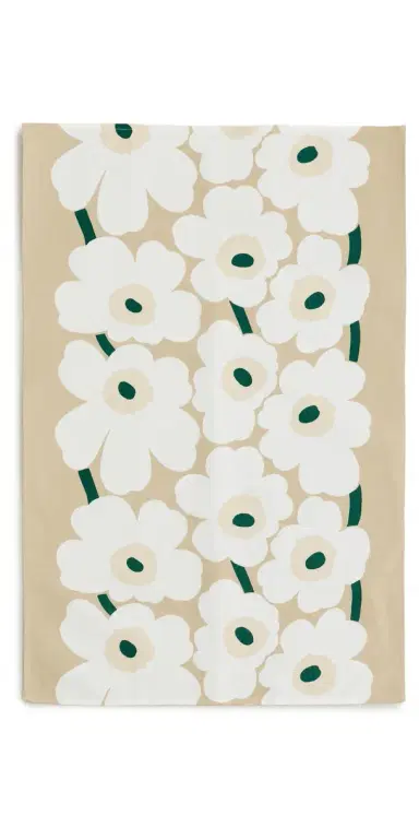 Marimekko Unikko Kitchen Towel Sand/White/Hay/Emerald | Thumbnail 1 Marimekko Unikko Kitchen Towel Sand/White/Hay/Emerald | Thumbnail 1