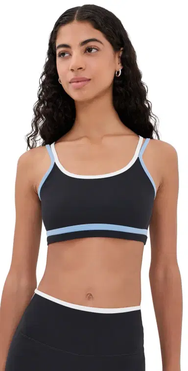 Splits59 Eva Rigor Double Strap Bra Black/Skylight | Thumbnail 1 Splits59 Eva Rigor Double Strap Bra Black/Skylight | Thumbnail 1