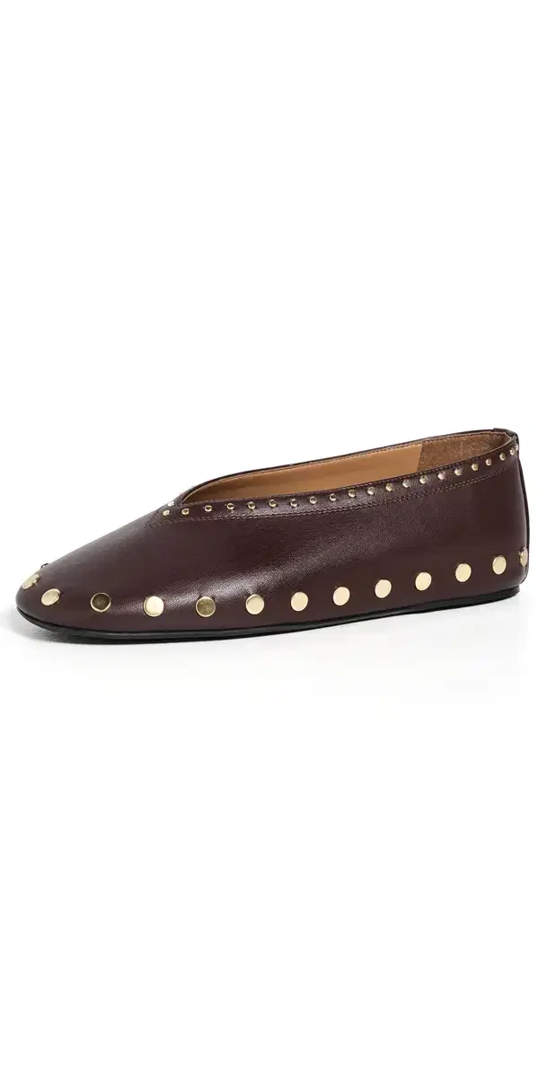 GANNI Jenny Ballerina Nappa Flats Chicory Coffee