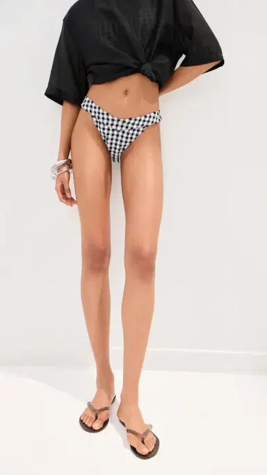 LE BOP ow V Rise Bikini Bottoms Gingham (Black/White) | Thumbnail 2