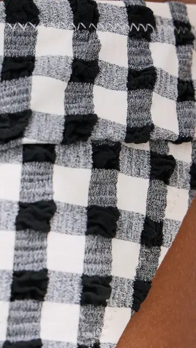 LE BOP ow V Rise Bikini Bottoms Gingham (Black/White) | Thumbnail 5