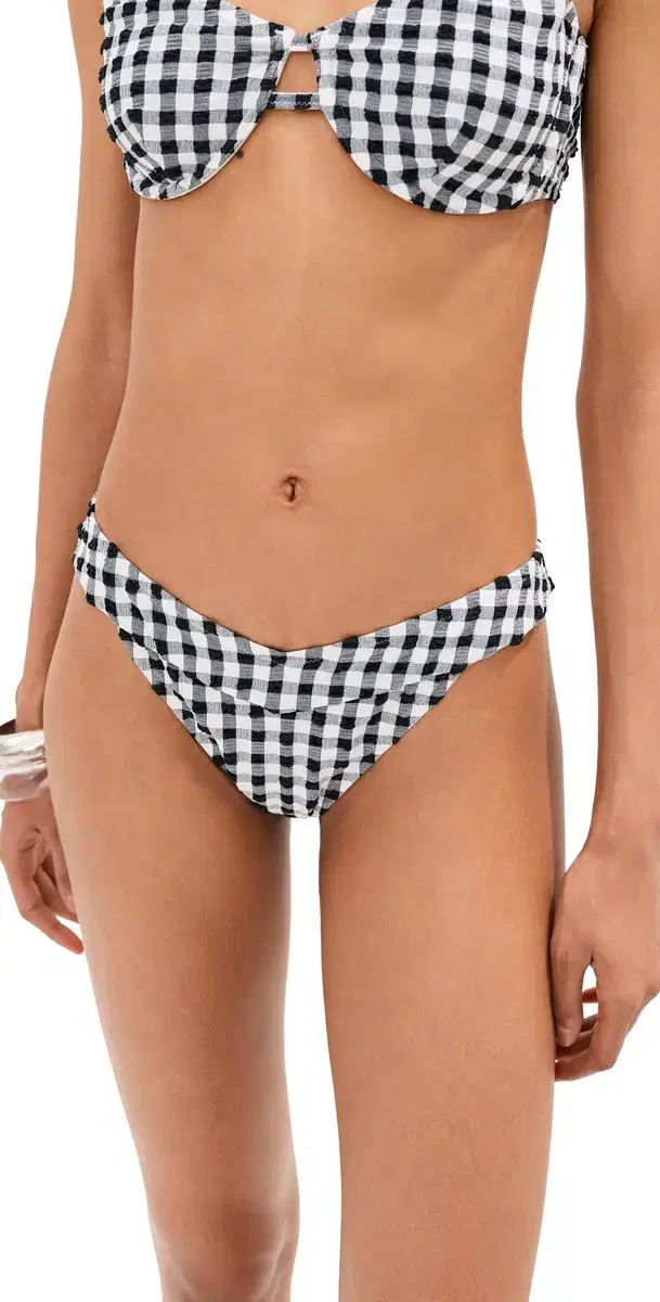 LE BOP ow V Rise Bikini Bottoms Gingham (Black/White)