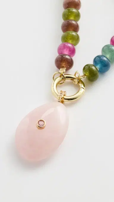 By Adina Eden Beaded Natural Stone Drop Necklace Multicolor One Size | Thumbnail 5