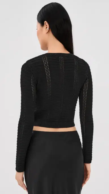 Sablyn Charlotte Slim Crewneck Cardigan Black | Thumbnail 3 Sablyn Charlotte Slim Crewneck Cardigan Black | Thumbnail 3