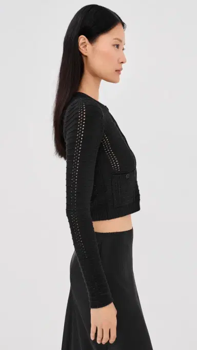 Sablyn Charlotte Slim Crewneck Cardigan Black | Thumbnail 4 Sablyn Charlotte Slim Crewneck Cardigan Black | Thumbnail 4