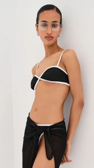 LE BOP Tamera Colorblock Bikini Top Black/White M | Thumbnail 2