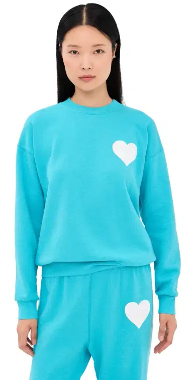 Sprwmn Heart Sweatshirt Aquamarine | Thumbnail 1 Sprwmn Heart Sweatshirt Aquamarine | Thumbnail 1