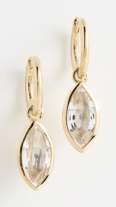 Otiumberg Marquise Quartz Drop Hoop Earrings Gold One Size | Thumbnail 2