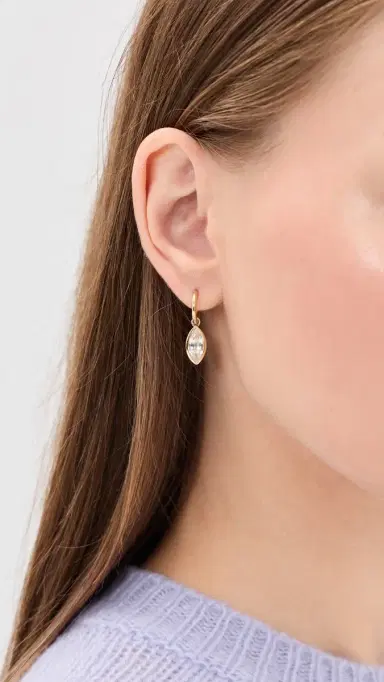 Otiumberg Marquise Quartz Drop Hoop Earrings Gold One Size | Thumbnail 3
