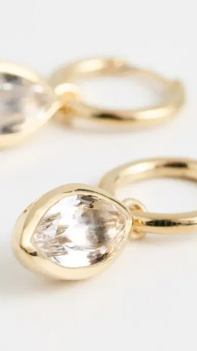 Otiumberg Marquise Quartz Drop Hoop Earrings Gold One Size | Thumbnail 4